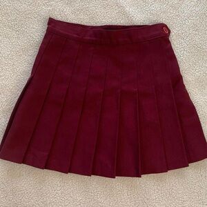 American Apparel 2010s Burgundy Dark Red Preppy Pleated Mini Skirt Size XS